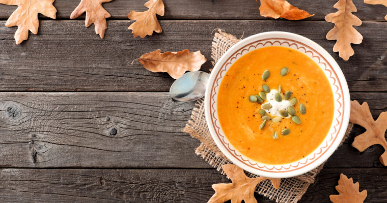Indian Butternut Squash Soup with Ginger Cream & Toasted Pepitas
