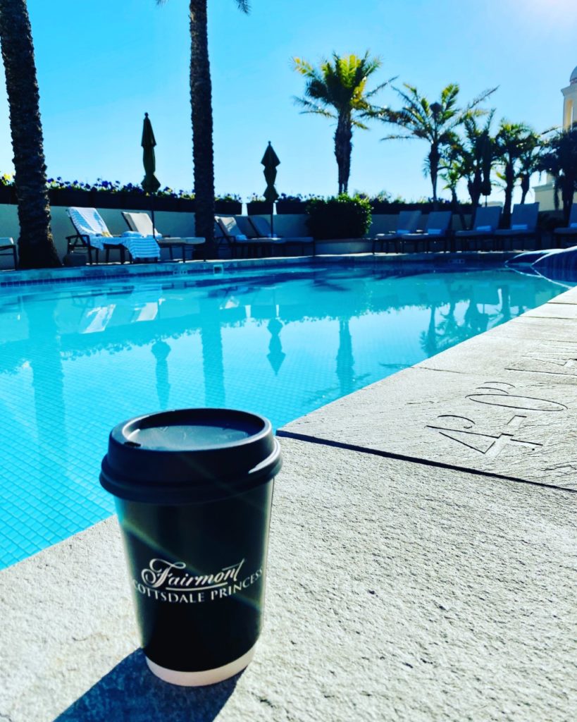 Coffee, sunshine and the rooftop pool at the Well & Being Spa. 