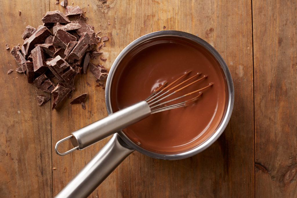 1-Pan dessert - Melting chocolate in a saucepan 