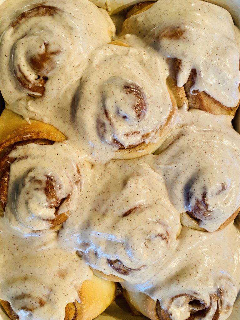 At last...the gorgeous Cinnamon + Brown Butter Glazed Cinnamon Rolls are finished!