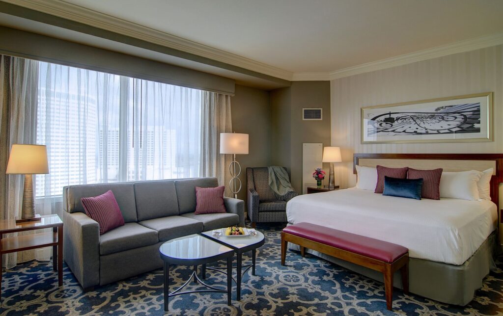 Deluxe King River View Room at the Loews New Orleans Hotel. New Orleans Family Vacation. 