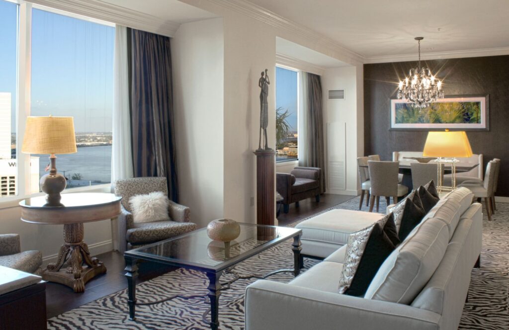 The views inside the Presidential Suite at the Loews New Orleans Hotel. New Orleans Family Vacation. 