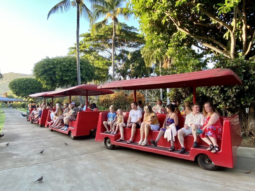 The trolley transportation at the Smith Plantation Luau